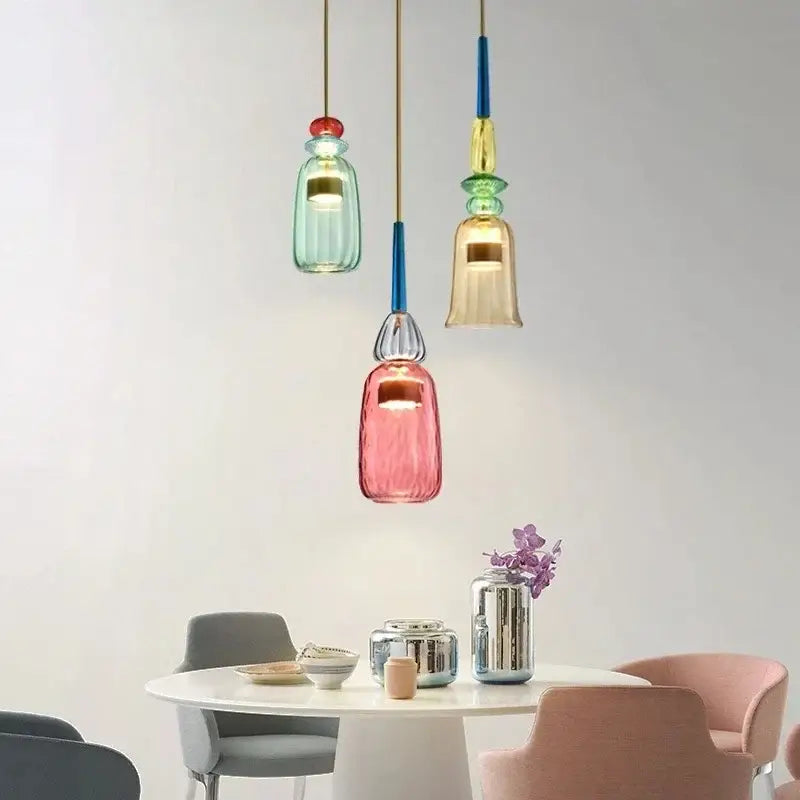 Colorful Glass Pendant Light Hand-Blown for Kitchen