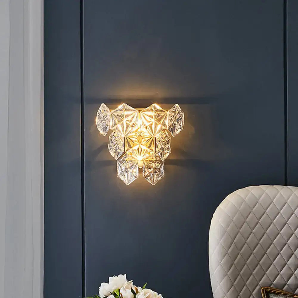 Gold Hexagon Glass Postmodern Wall Sconce