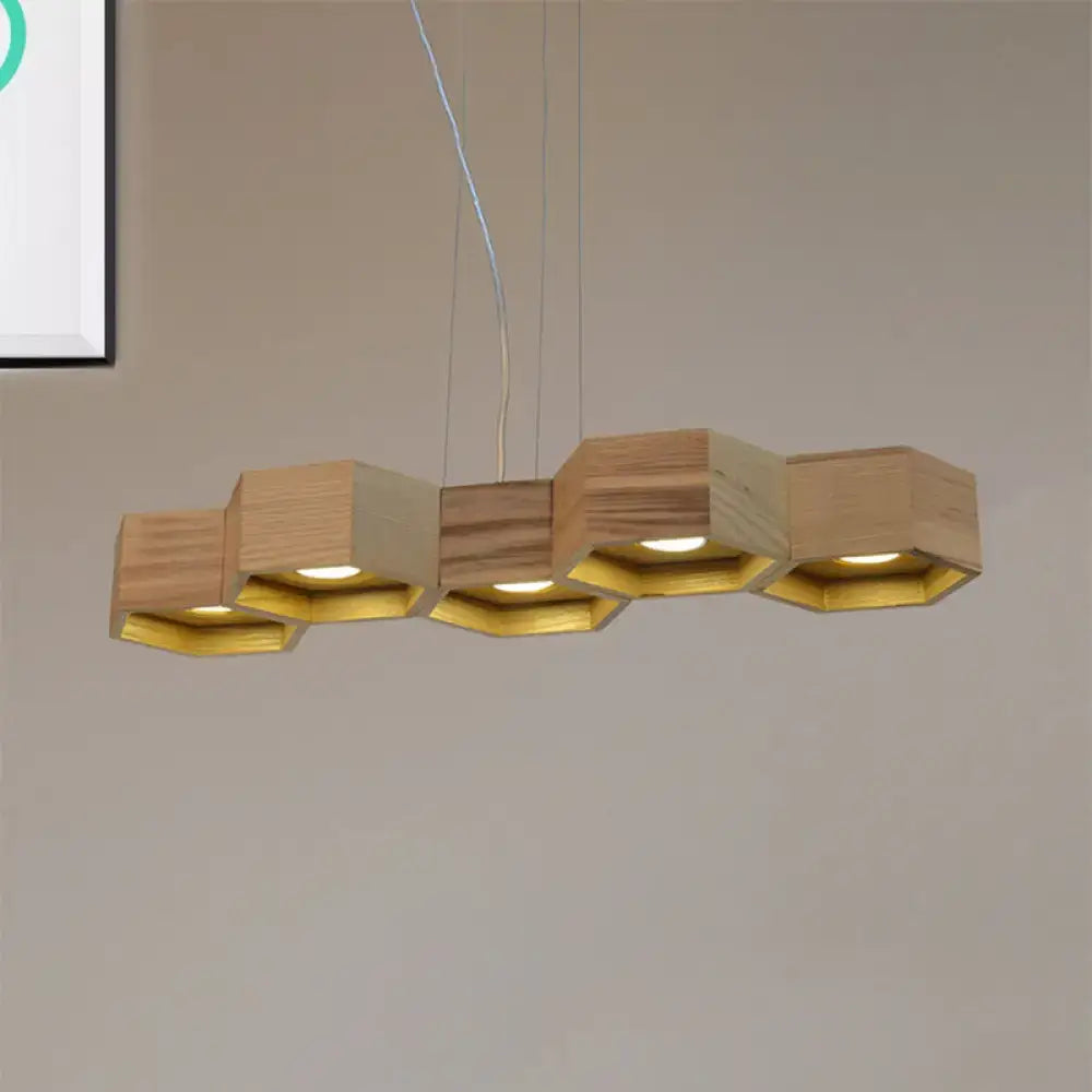 Wood Gold Ceiling Light