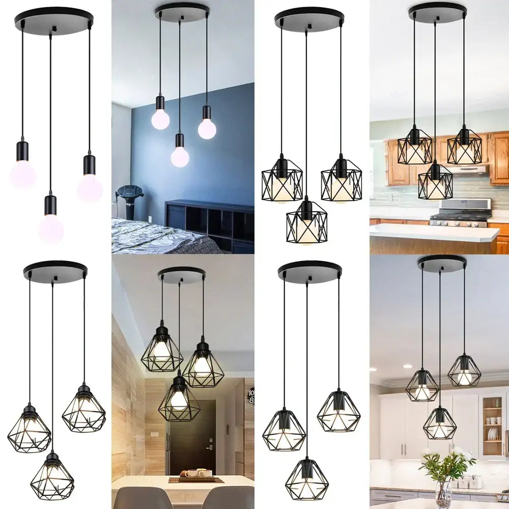 Black Cage Pendant Light Nordic Industrial Style