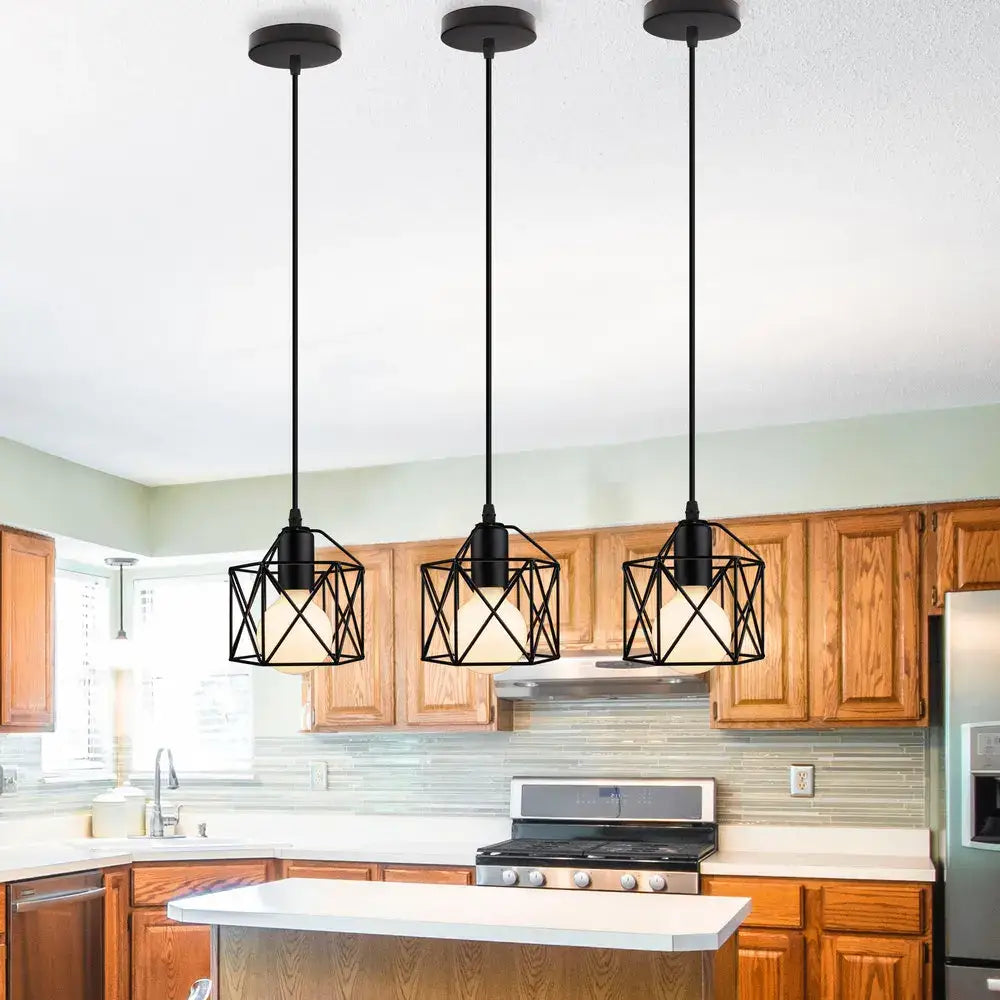 Black Cage Pendant Light Nordic Industrial Style