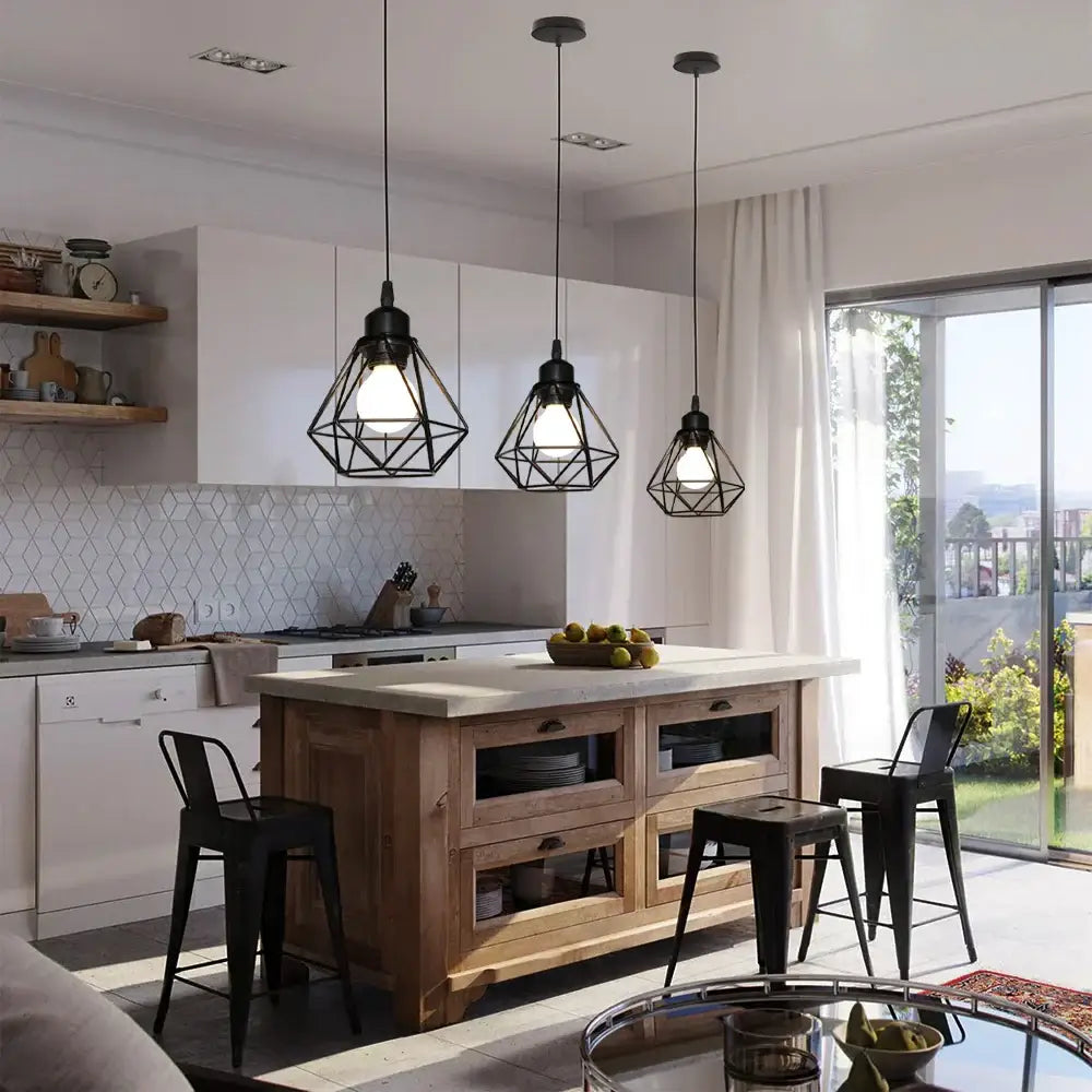 Black Cage Pendant Light Nordic Industrial Style