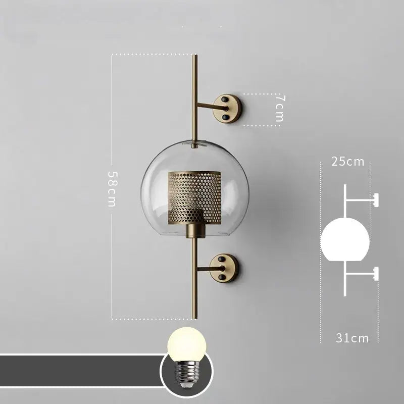 Copper Glass Wall Sconce for Bedroom and Dining