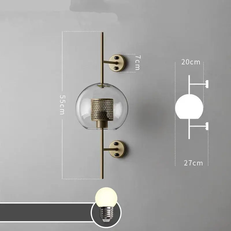 Copper Glass Wall Sconce for Bedroom and Dining