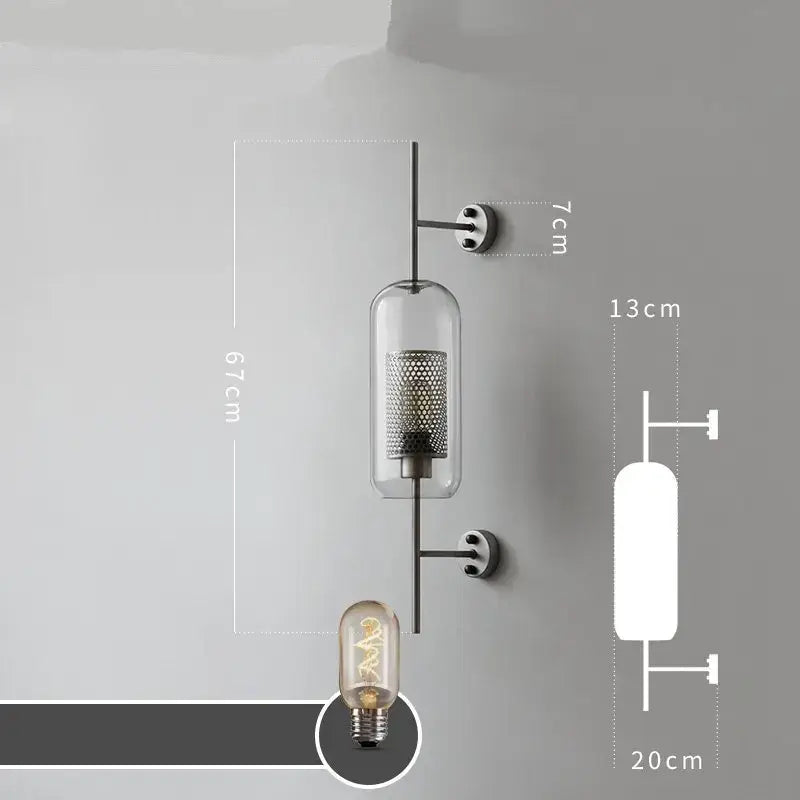 Copper Glass Wall Sconce for Bedroom and Dining