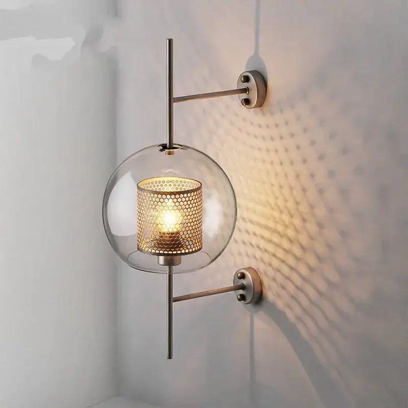 Copper Glass Wall Sconce for Bedroom and Dining