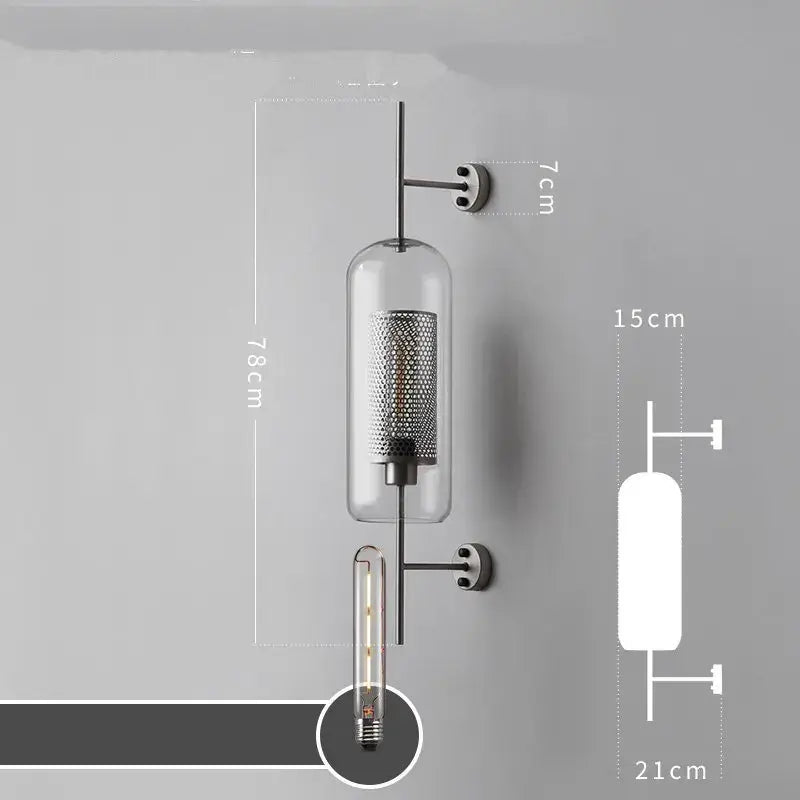Copper Glass Wall Sconce for Bedroom and Dining