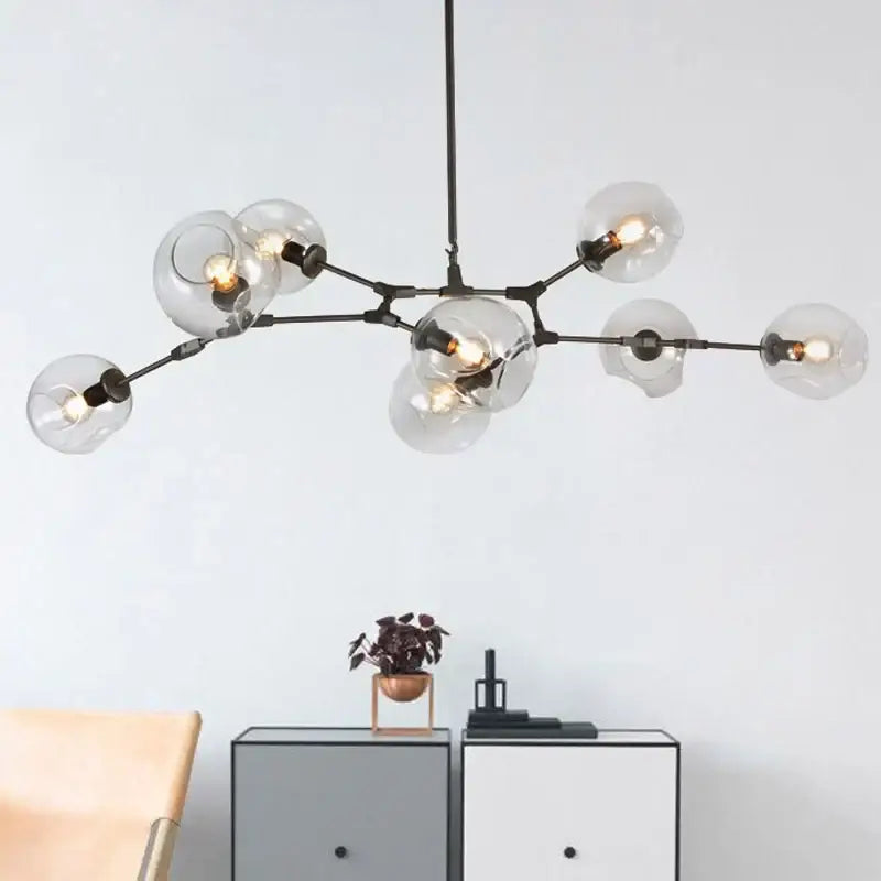 Black Globe Glass Chandelier with Multi-Light Design