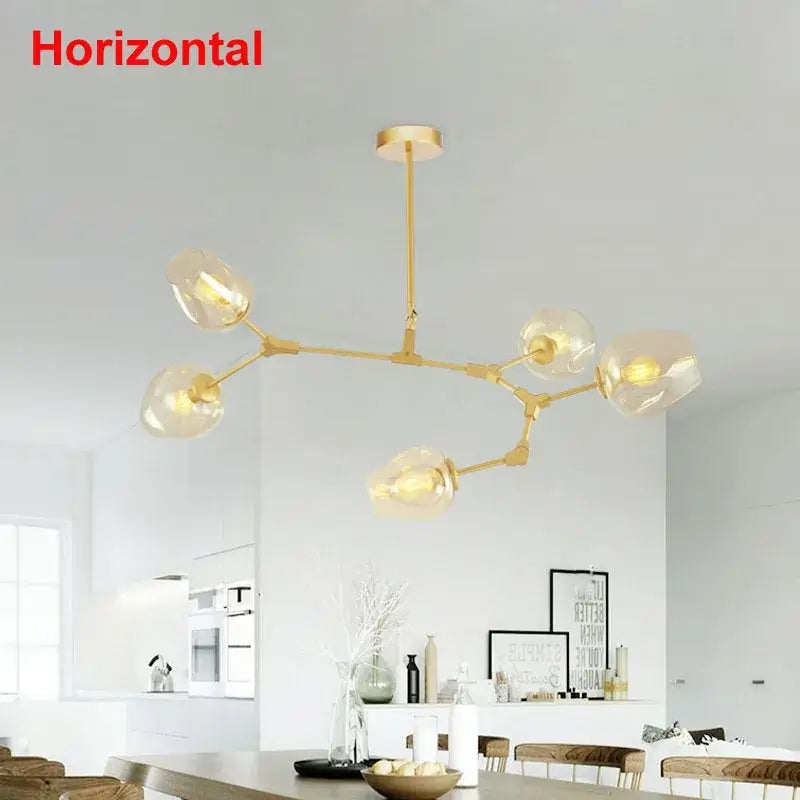 Black Globe Glass Chandelier with Multi-Light Design