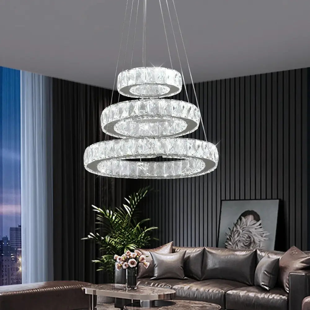 Crystal Ring LED Chandelier