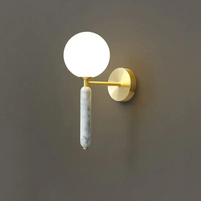 Green Marble Wall Sconce with Glass Globe W130mm