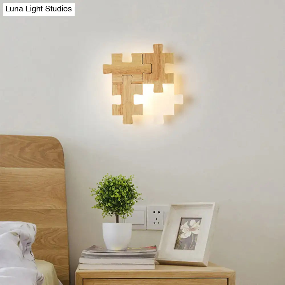 Wood Jigsaw Wall Lamp
