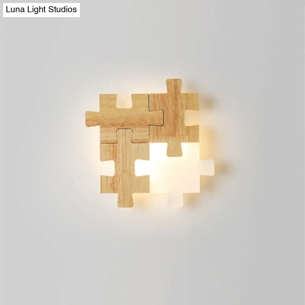 Wood Jigsaw Wall Lamp