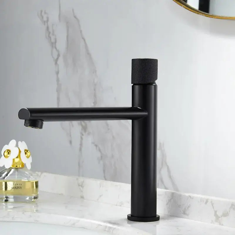 Brushed Gold Knurled Basin Faucet