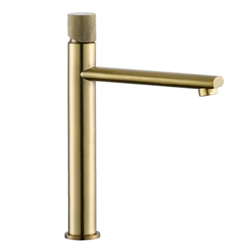 Brushed Gold Knurled Basin Faucet