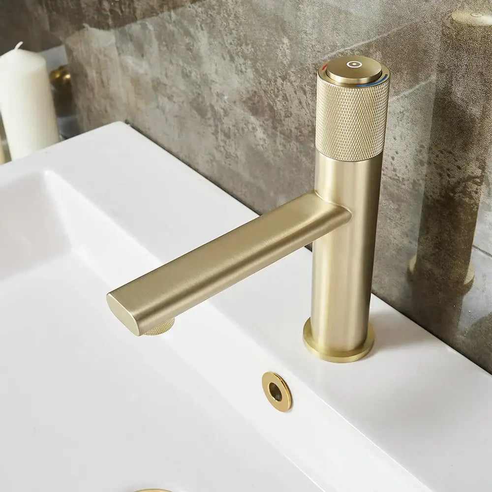 Gold Single Handle Faucet for Bathroom Sinks
