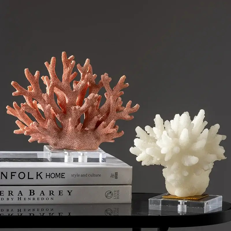 Light Blue Coral Resin Sculpture