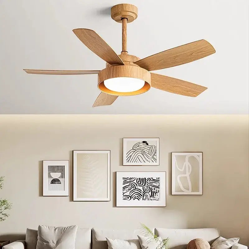 Wood 5-Blade Ceiling Fan