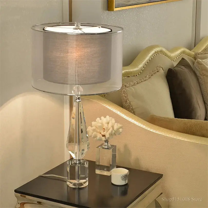 Gray Crystal Table Lamp