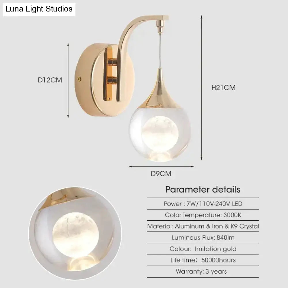 Gold Crystal Bubble Hallway Wall Lamp