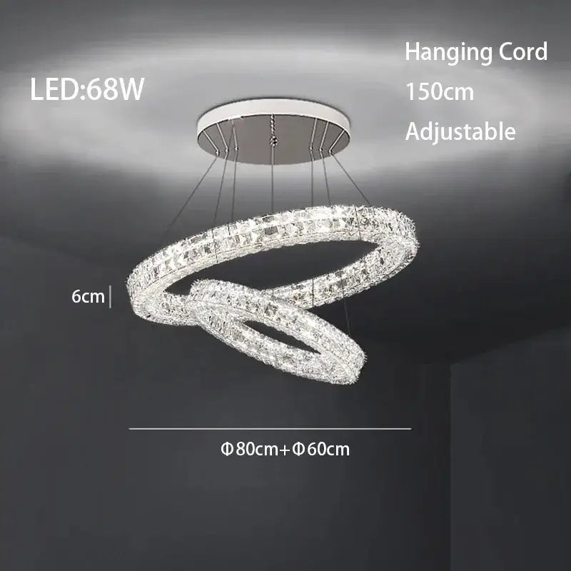 Chrome Crystal LED Chandelier Up To 6 Rings