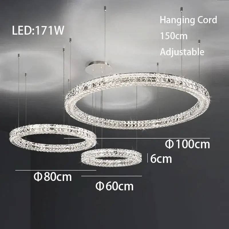 Chrome Crystal LED Chandelier Up To 6 Rings