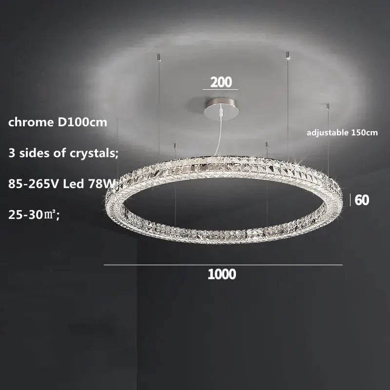 Chrome Crystal LED Chandelier Up To 6 Rings