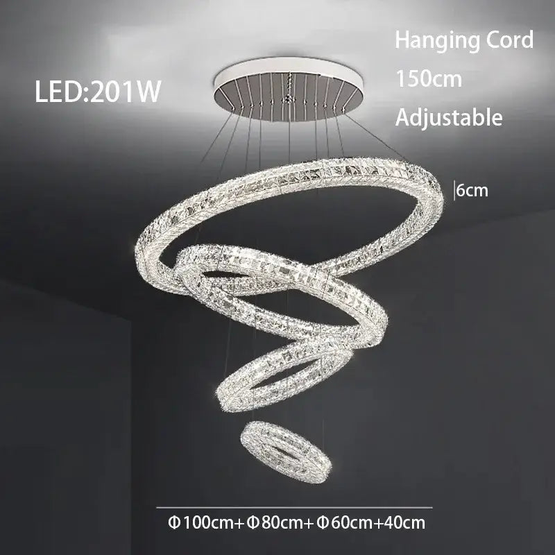 Chrome Crystal LED Chandelier Up To 6 Rings