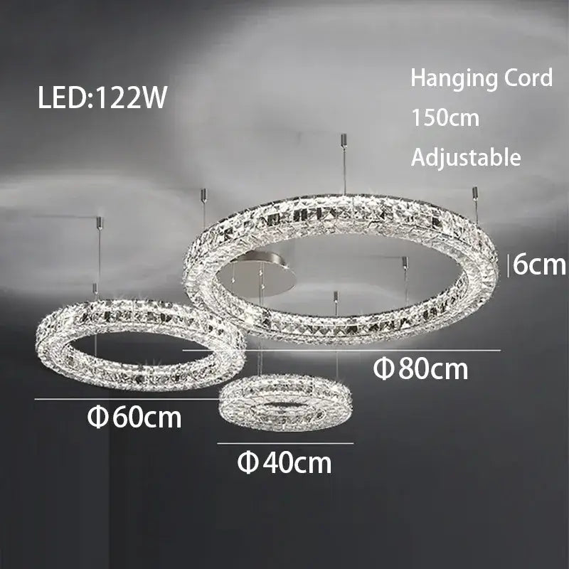 Chrome Crystal LED Chandelier Up To 6 Rings