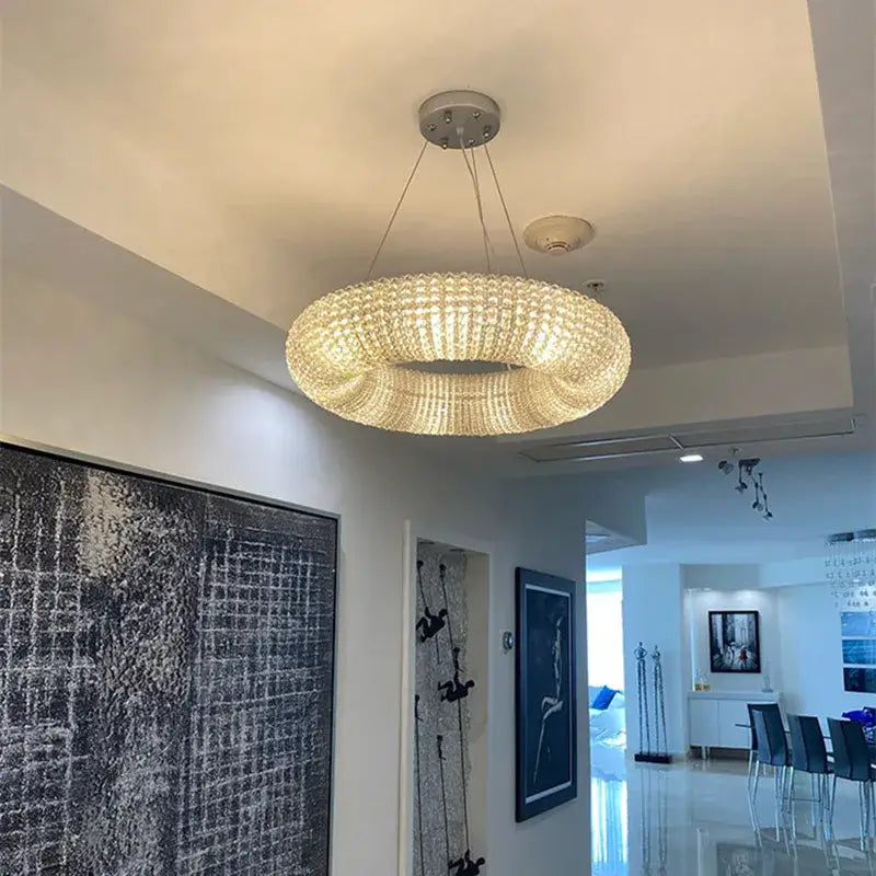 Crystal Circle 16-Light Living Room Pendant Light