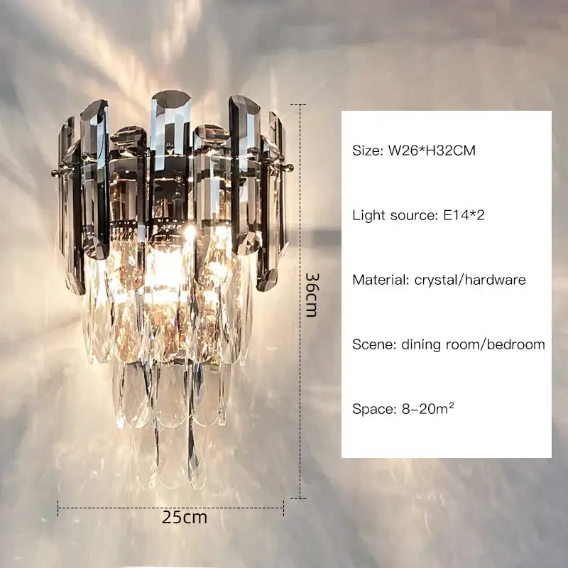 Crystal Gold Bedroom Wall Sconce