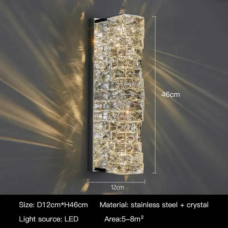 Gold Crystal LED 46cm Wall Light