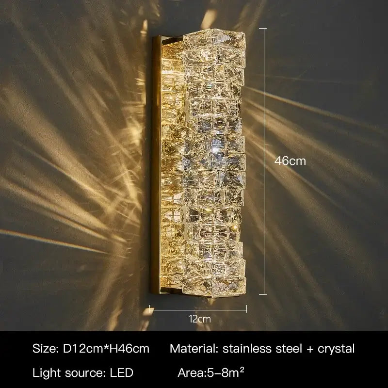 Gold Crystal LED 46cm Wall Light