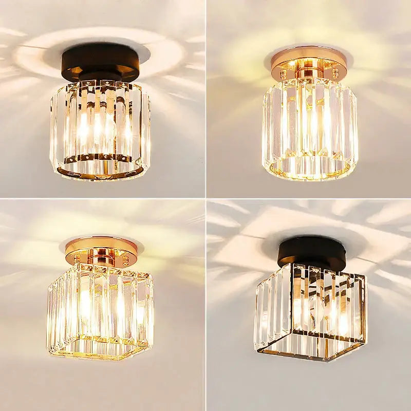 Gold Black Crystal Ceiling Light
