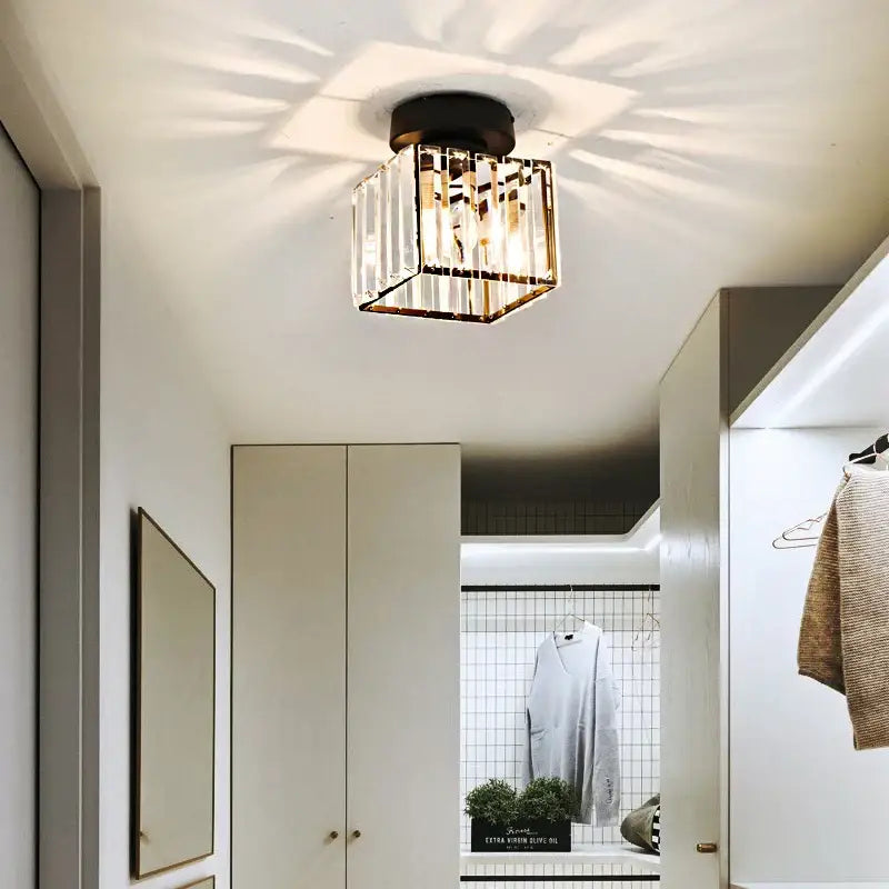 Gold Black Crystal Ceiling Light