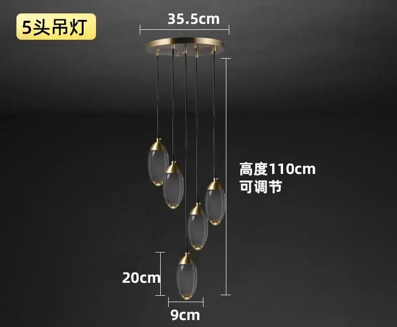 Gold Crystal LED Nordic Stairwell Wall Light