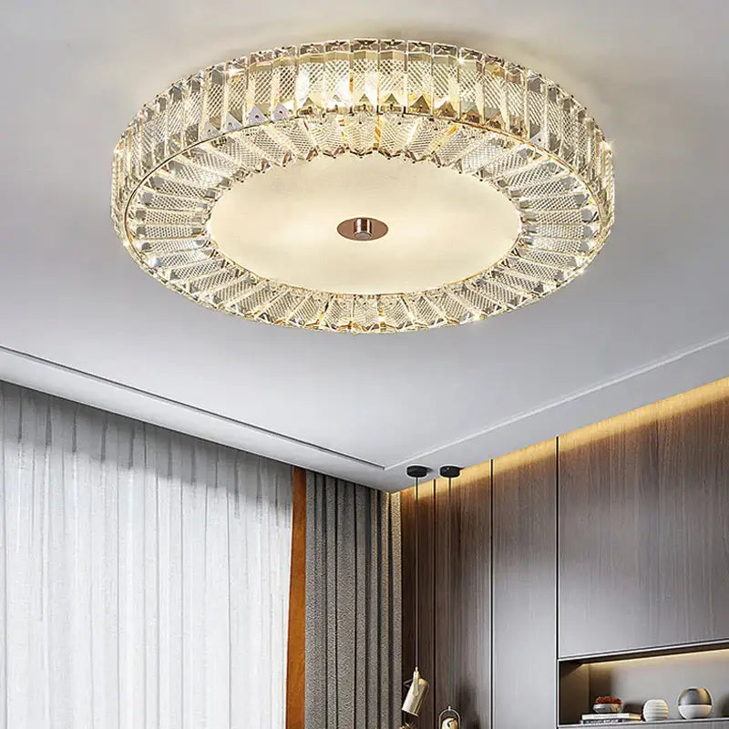 Gold Crystal Round Ceiling Lamp