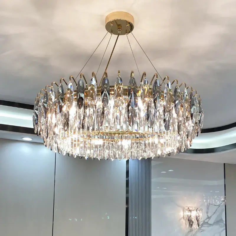 Gold Crystal Ellipse Chandelier