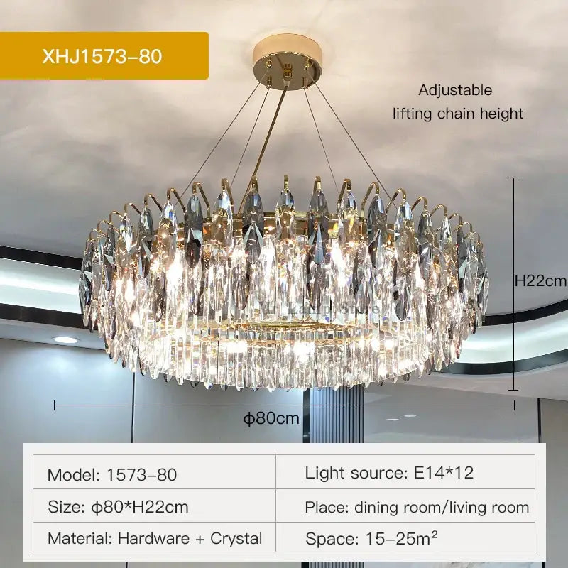 Gold Crystal Ellipse Chandelier