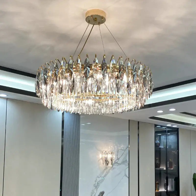 Gold Crystal Ellipse Chandelier