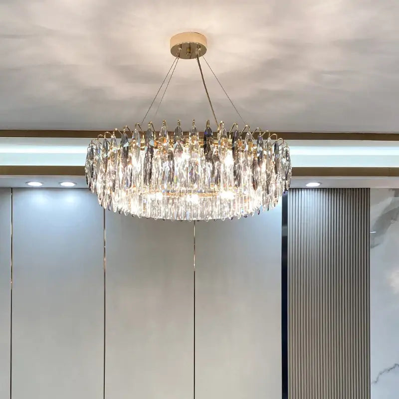 Gold Crystal Ellipse Chandelier