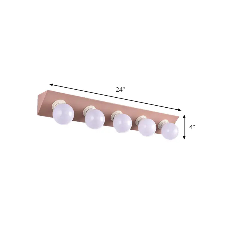 Pink Yellow Vanity Sconce Bare Bulb Design