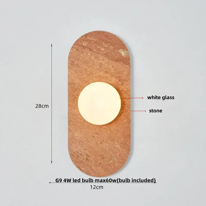 Travertine Glass Globe Sconce