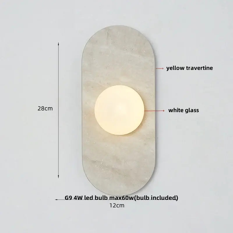 Travertine Glass Globe Sconce