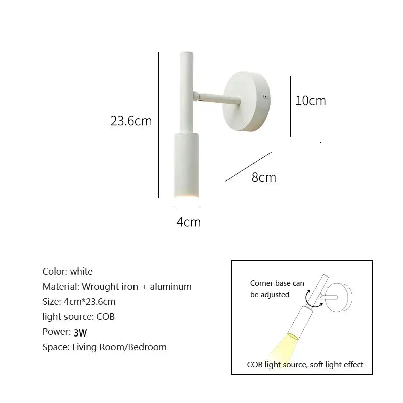 Black Adjustable Wall Lamp for Reading Nook