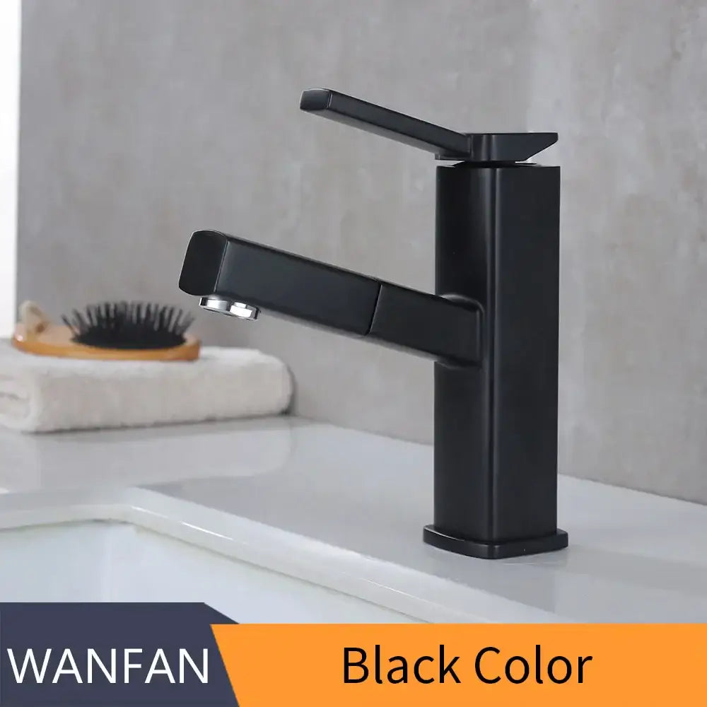 Black Rectangular Basin Mixer Tall