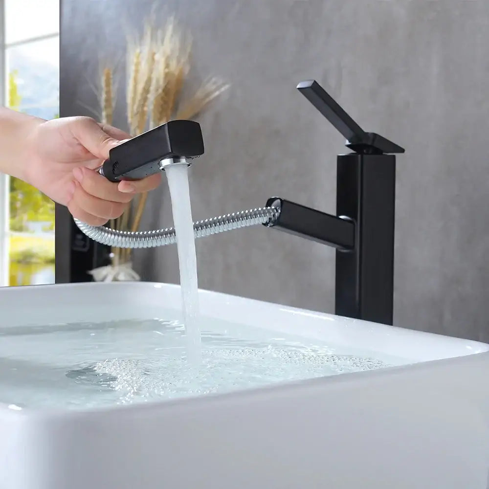Black Rectangular Basin Mixer Tall