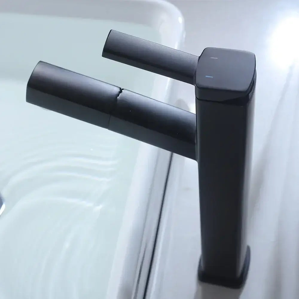 Black Rectangular Basin Mixer Tall