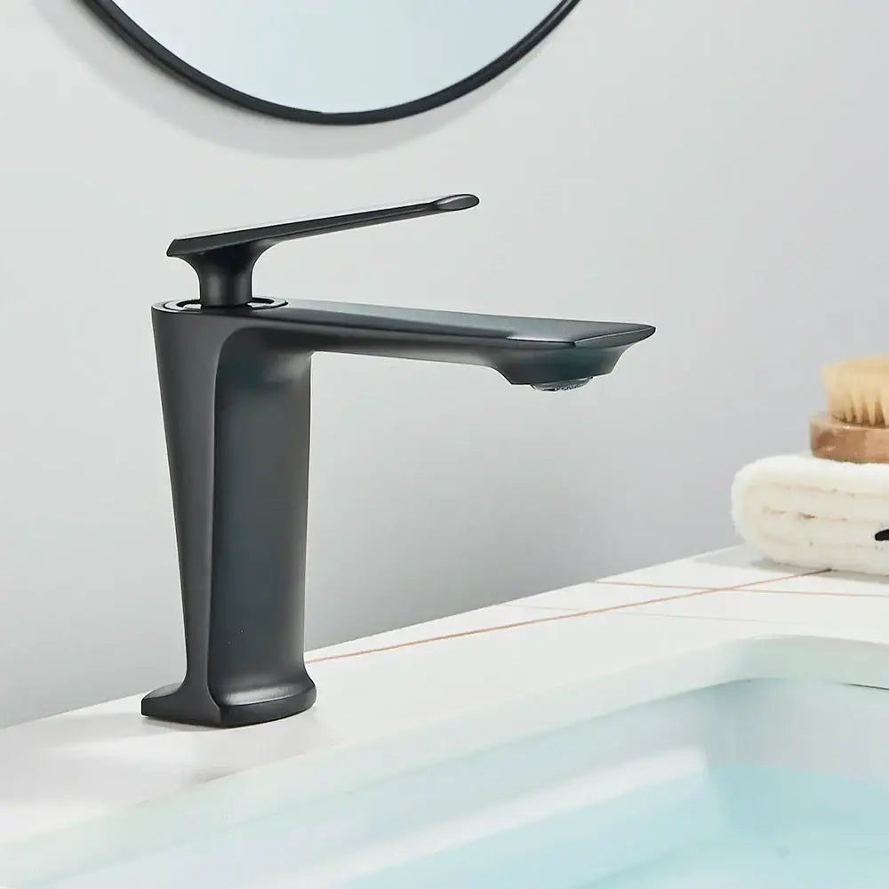 Black Brass Sink Faucet Single-Handle Deck-Mounted
