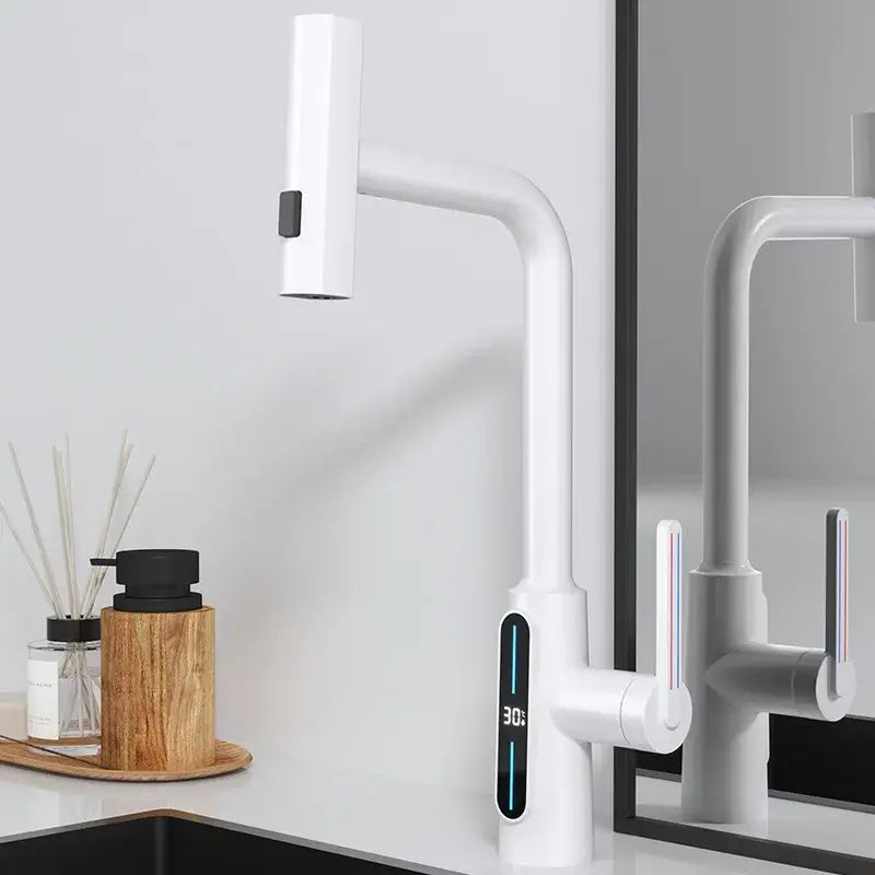 Black Brass Pull-Out Faucet with Retractable Spout
